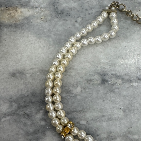 Pearl Necklace with Gold Accents Double Beaded - Picture 2 of 2